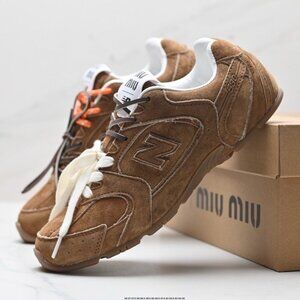 New Balance Brown Sneakers with Orange Laces